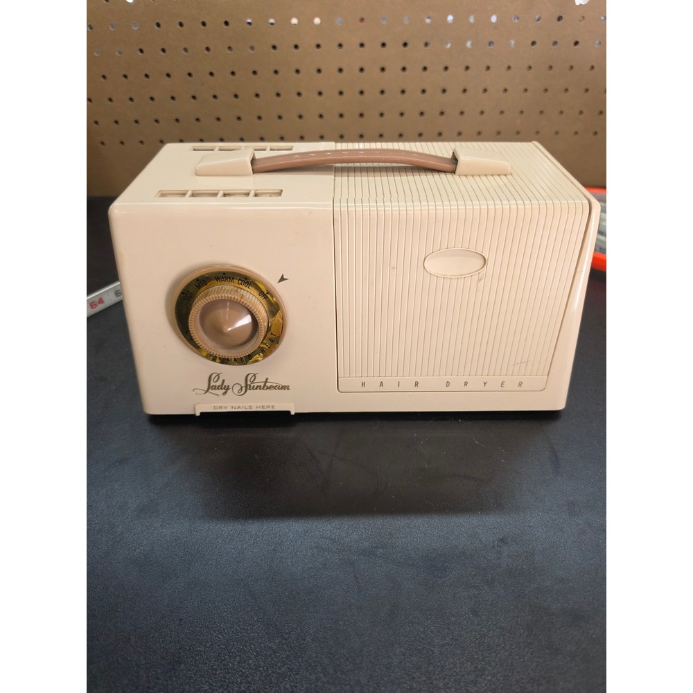 Vintage Lady Sunbeam Hair Dryer Model Cream Portable Nail Dryer 1957 Retro-WORKS